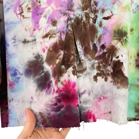 Handmade Tie Dye Button Down Shirt Top Womens Size Small Colorful Painted Crop - Picture 5 of 11